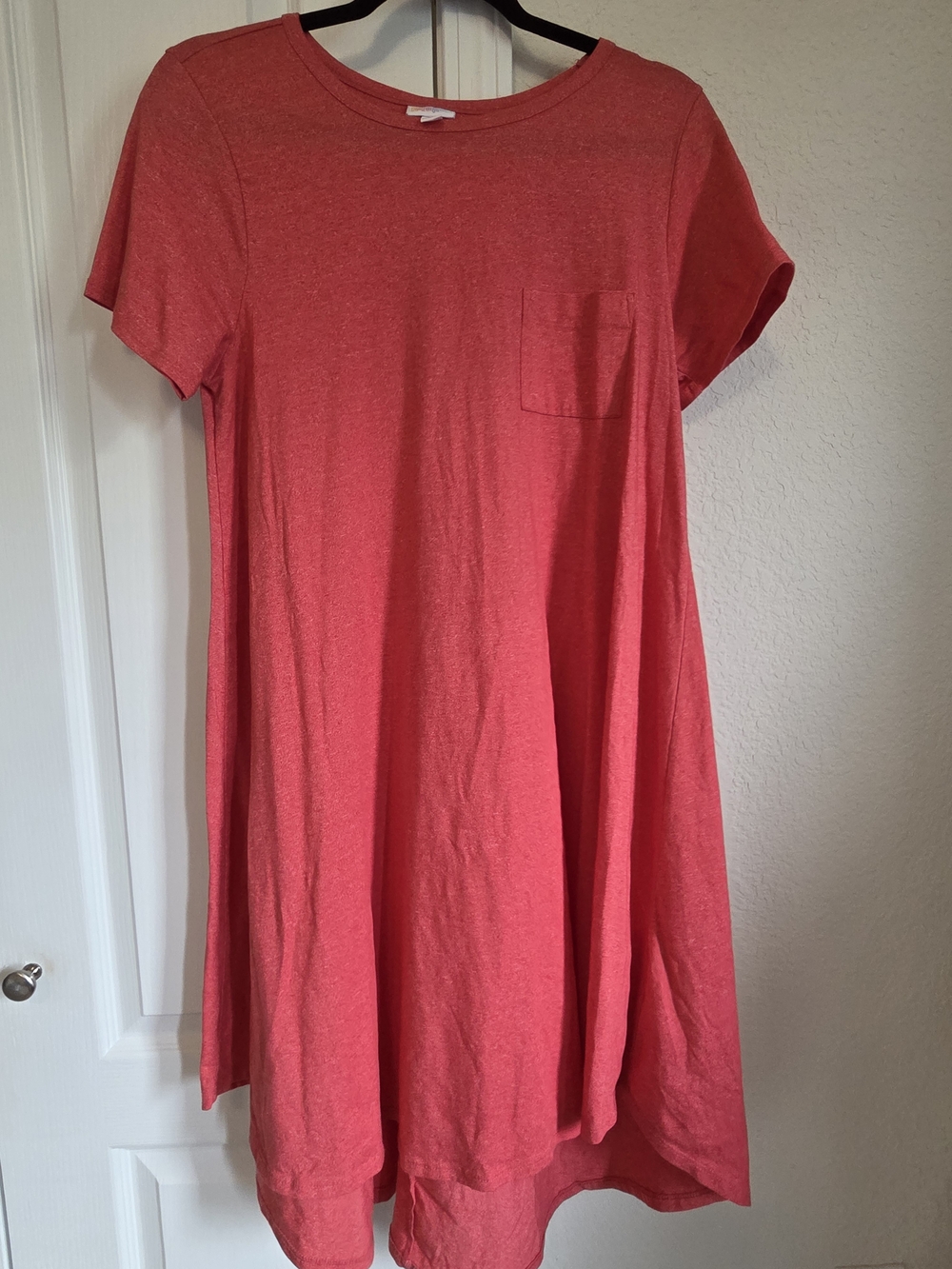 Lularoe Womens Coral Pocket T-Shirt Dress Small